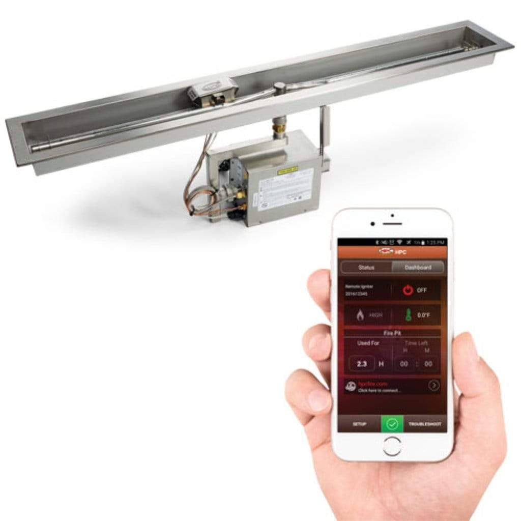 HPC 24" 24VAC Linear Trough Propane Gas Standard Fire Pit Insert With Hi/Lo Electronic Ignition