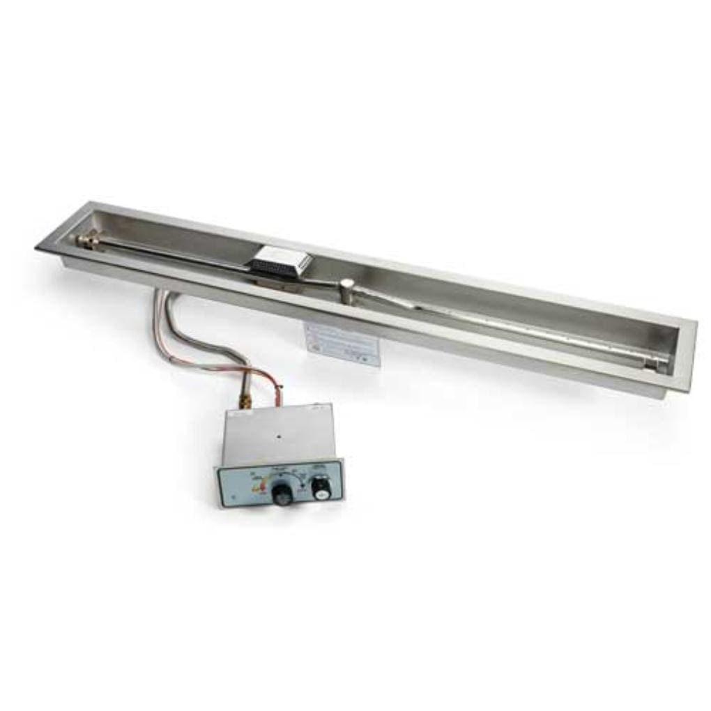 HPC 24" Linear Trough Natural Gas Torpedo Fire Pit Insert With Push Button Flame Sensing Ignition