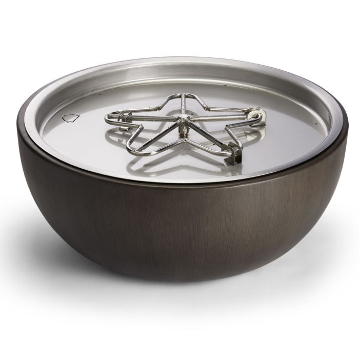 HPC 30" Aluminum Spun Walnut Finish Fire Bowl with CSA Certified PENTA24EI-NG/120VAC-570-31 EI ON/OFF Fire Pit for NG Use Only