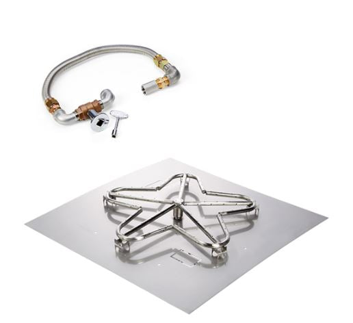 HPC 48" Stainless Steel High Capacity Penta Match Lit Fire Pit Kit with Pan for Natural Gas