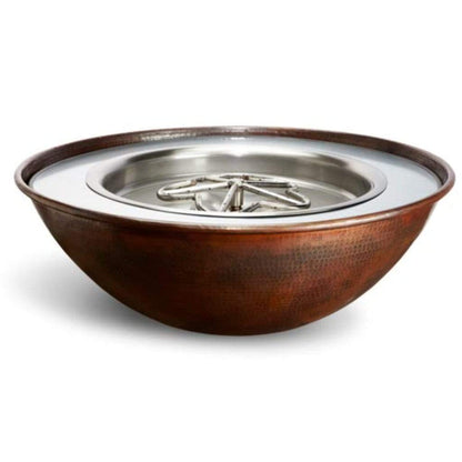 HPC Copper Bowl Series 31" 120VAC Hammed Tempe Fire Bowl With Torpedo Propane Burner & Electronic Ignition