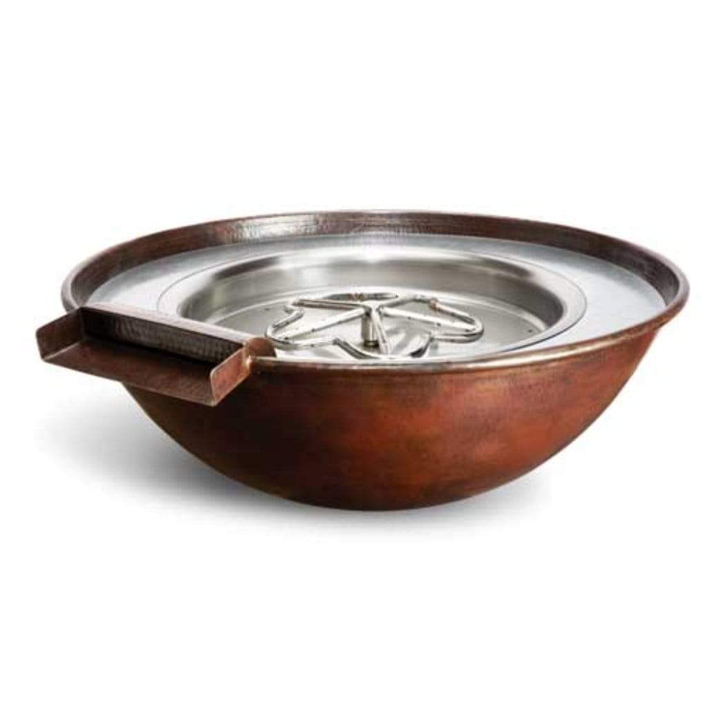 HPC Copper Bowl Series 31" Hammed Tempe Fire & Water Bowl With Torpedo Natural Gas Burner & Match-Lit Ignition