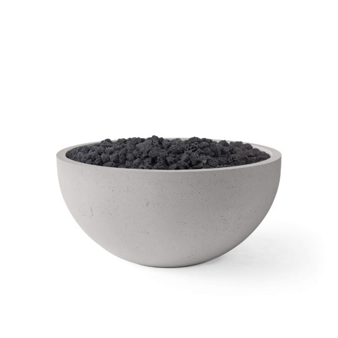 HPC Serenade 32" 120VAC Sandstone Finish Lightweight Concrete Electronic Ignition Propane Fire Pit With Black Lava Rock