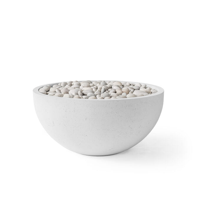 HPC Serenade 32" 24VAC Ash Finish Lightweight Concrete Electronic Ignition Propane Fire Pit With Ivory Beach Stone