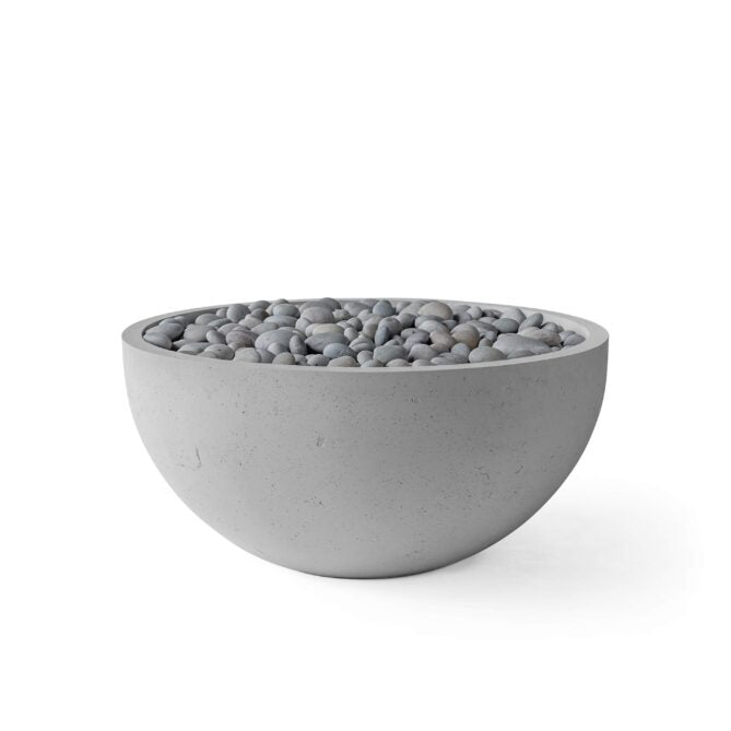 HPC Serenade 32" 24VAC Charcoal Finish Lightweight Concrete Electronic Ignition Natural Gas Fire Pit With Slate Beach Stone