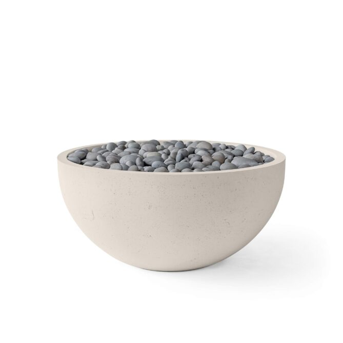 HPC Serenade 32" 24VAC Clay Finish Lightweight Concrete Electronic Ignition Natural Gas Fire Pit With Slate Beach Stone