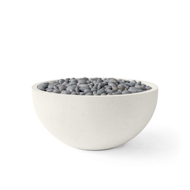 HPC Serenade 32" Limestone Finish Lightweight Concrete Match Lit Propane Fire Pit Kit With Slate Beach Stone