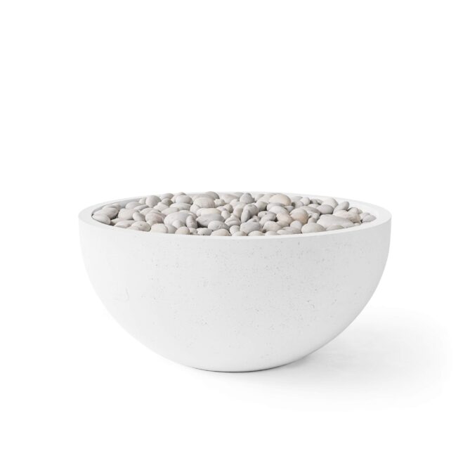 HPC Serenade 32" Natural Finish Lightweight Concrete Match Lit Propane Fire Pit Kit With Ivory Beach Stone