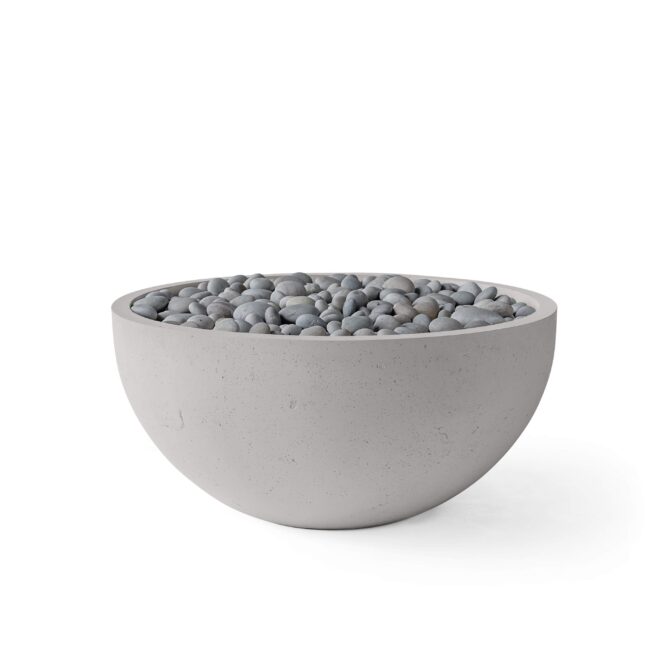 HPC Serenade 32" Sandstone Finish Lightweight Concrete Match Lit Propane Fire Pit Kit With Slate Beach Stone