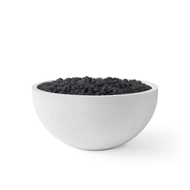 HPC Serenade 40" 120VAC Ash Finish Lightweight Concrete Electronic Ignition Propane Fire Pit With Black Lava Rock