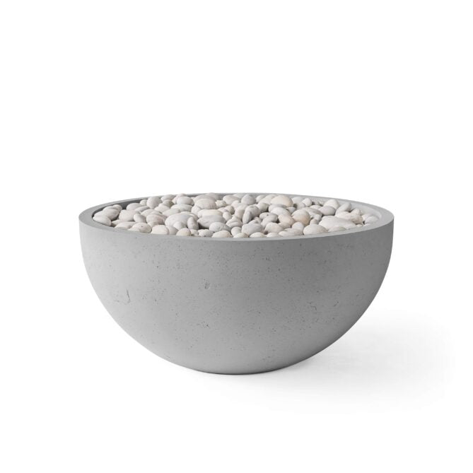 HPC Serenade 40" 120VAC Charcoal Finish Lightweight Concrete Electronic Ignition Propane Fire Pit With Ivory Beach Stone
