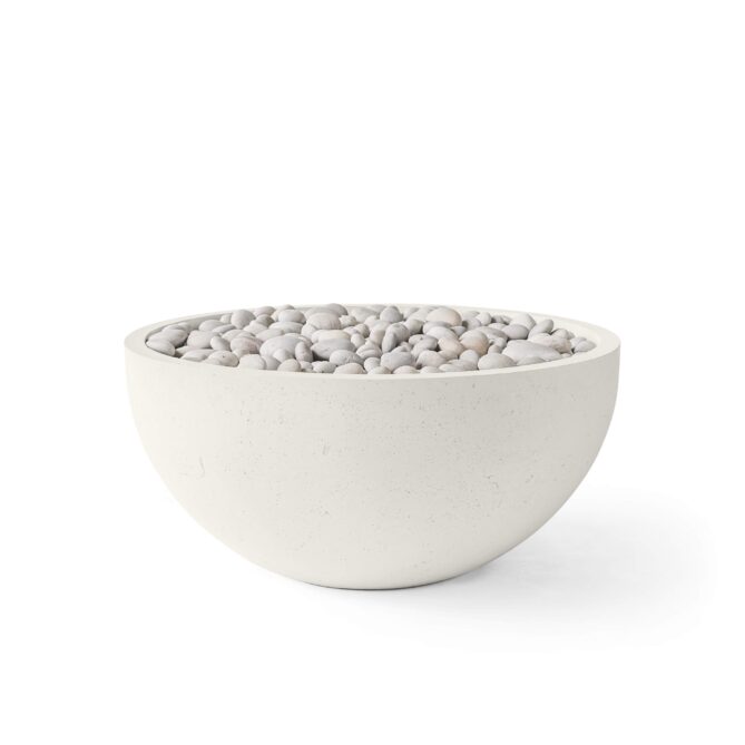 HPC Serenade 40" 24VAC Limestone Finish Lightweight Concrete Electronic Ignition Propane Fire Pit With Ivory Beach Stone