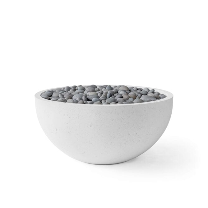 HPC Serenade 40" Ash Finish Lightweight Concrete Match Lit Propane Fire Pit Kit With Slate Beach Stone