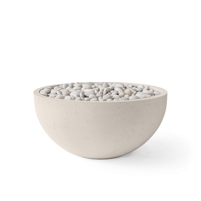 HPC Serenade 40" Clay Finish Lightweight Concrete Match Lit Natural Gas Fire Pit Kit With Ivory Beach Stone