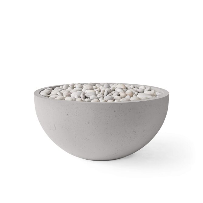 HPC Serenade 40" Sandstone Finish Lightweight Concrete Match Lit Propane Fire Pit Kit With Ivory Beach Stone