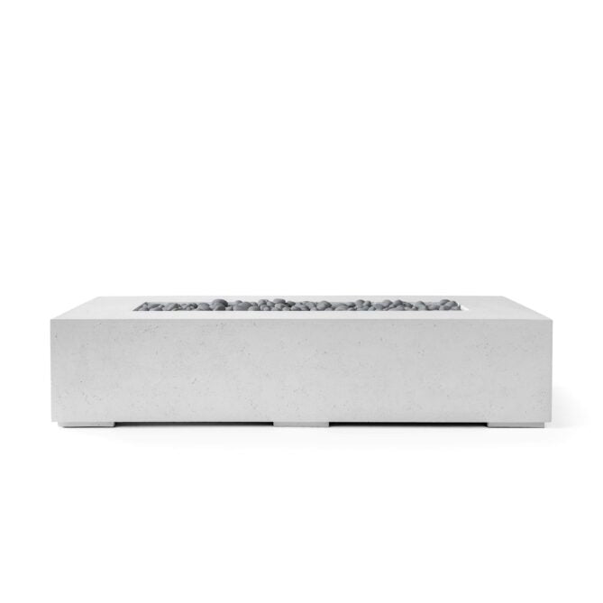 HPC Sonoma 56" 120VAC Ash Finish Lightweight Concrete Electronic Ignition Natural Gas Fire Pit With Slate Beach Stone