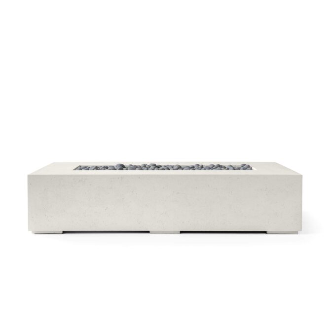 HPC Sonoma 56" 120VAC Limestone Finish Lightweight Concrete Electronic Ignition Propane Fire Pit With Slate Beach Stone