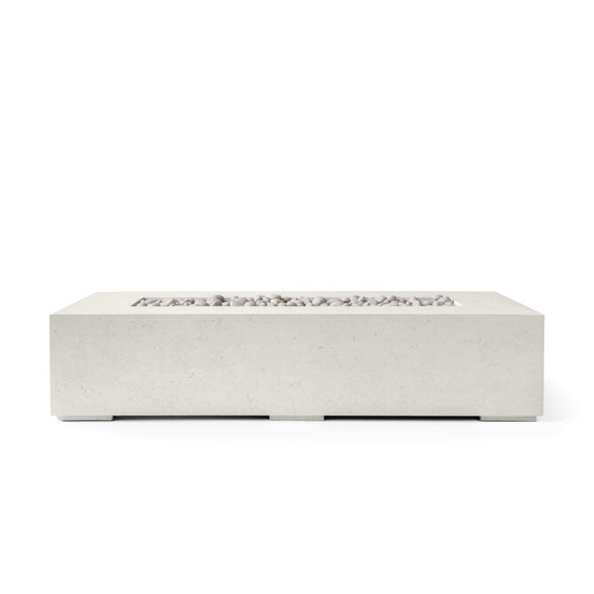 HPC Sonoma 56" 24VAC Limestone Finish Lightweight Concrete Electronic Ignition Natural Gas Fire Pit With Ivory Beach Stone
