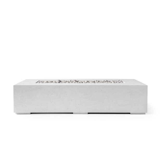 HPC Sonoma 56" Ash Finish Lightweight Concrete Match Lit Natural Gas Fire Pit Kit With Ivory Beach Stone