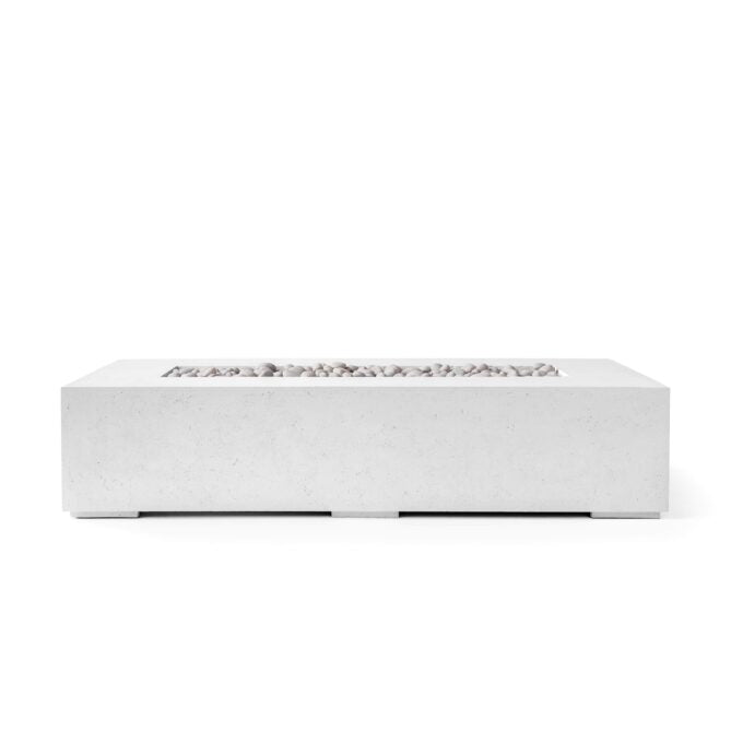 HPC Sonoma 72" 120VAC Natural Finish Lightweight Concrete Electronic Ignition Natural Gas Fire Pit With Ivory Beach Stone