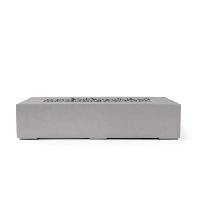 HPC Sonoma 72" 120VAC Sandstone Finish Lightweight Concrete Electronic Ignition Natural Gas Fire Pit With Slate Beach Stone