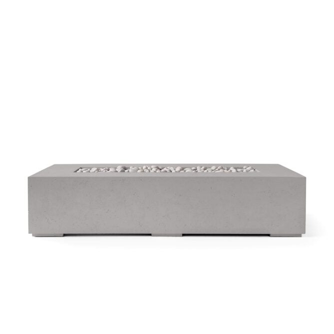 HPC Sonoma 72" 120VAC Sandstone Finish Lightweight Concrete Electronic Ignition Propane Fire Pit With Ivory Beach Stone