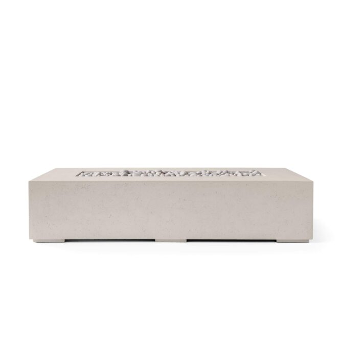 HPC Sonoma 72" 24VAC Clay Finish Lightweight Concrete Electronic Ignition Natural Gas Fire Pit With Ivory Beach Stone