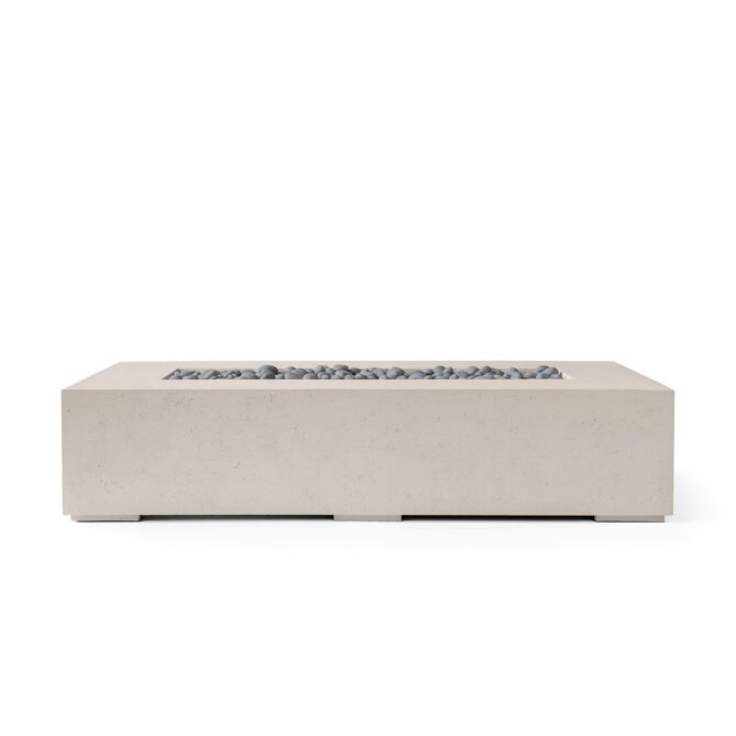 HPC Sonoma 72" Clay Finish Lightweight Concrete Match Lit Propane Fire Pit Kit With Slate Beach Stone