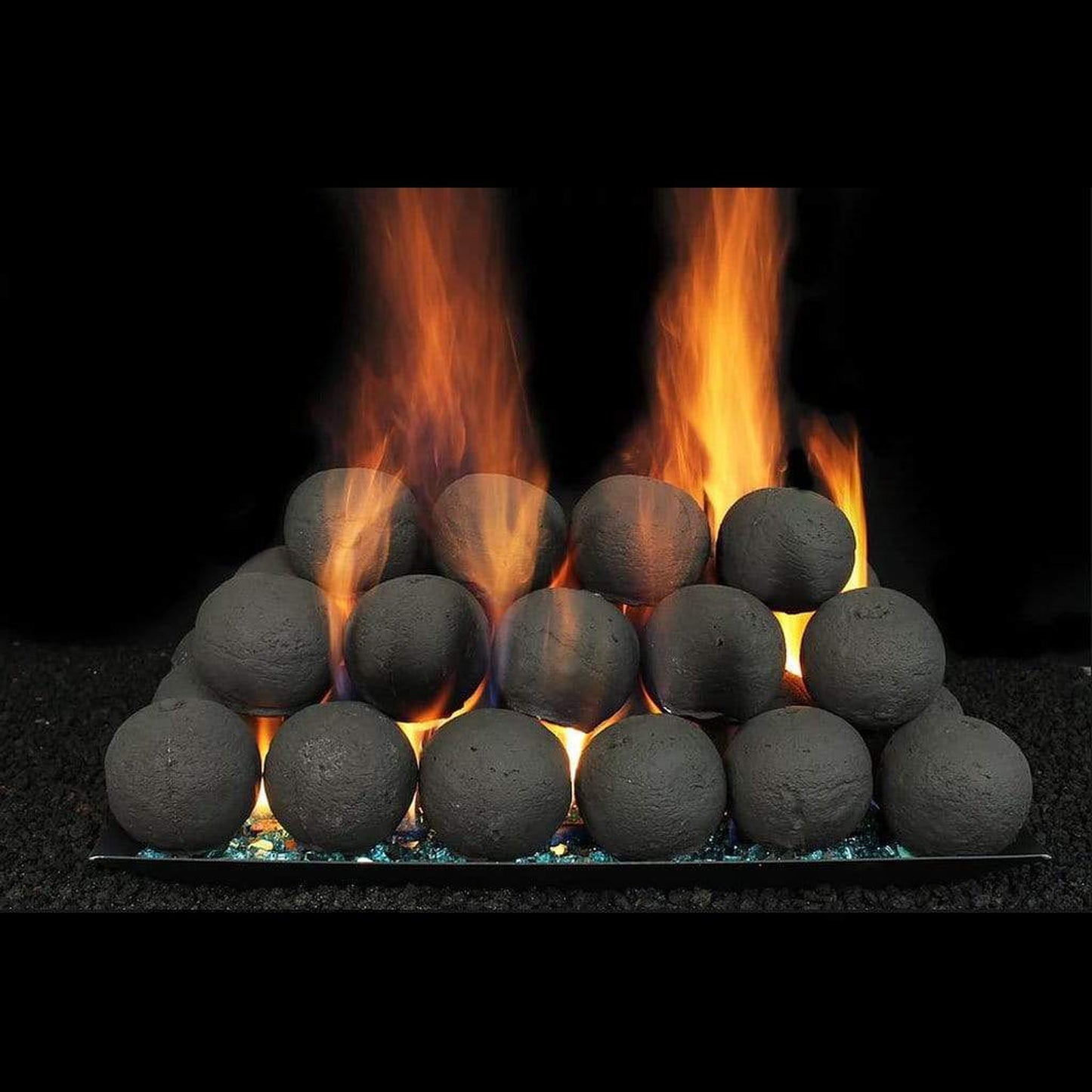 Hargrove 24" x 4" 32 Pieces Black Colonial Cannon Ball Set for Full Pan Burner
