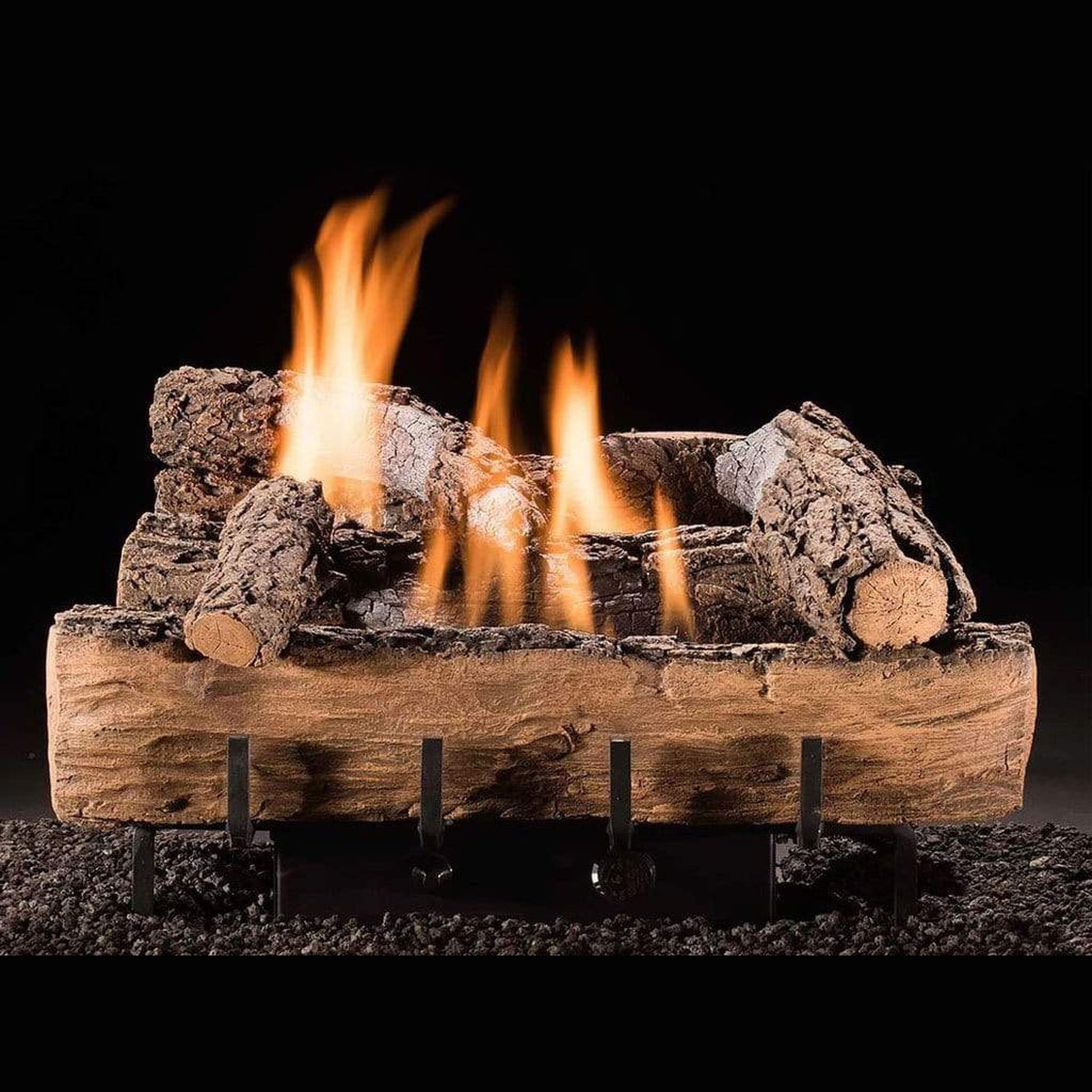 Hargrove Split Wood 18" Weathered Oak Vent-Free Propane Gas Log Set With Manual Valve