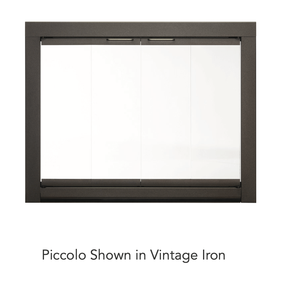 Hearth Craft Piccolo PC34250 Bronze Glass Vintage Iron Twin Fireplace Door with Curtain Mesh and Riser Bar