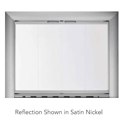 Hearth Craft Reflection RF41240 Grey Glass Satin Nickel Twin Fireplace Door with Curtain Mesh