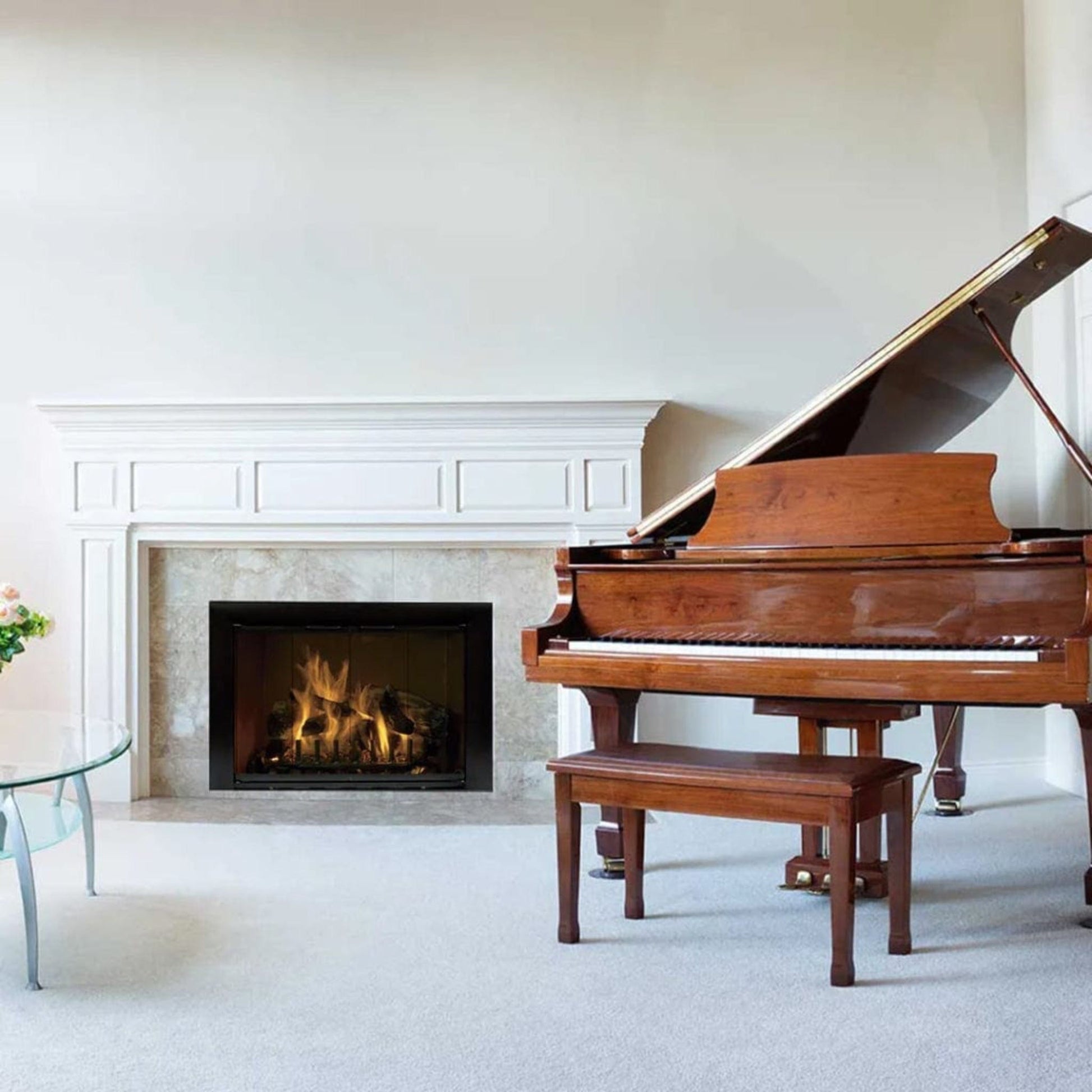 Hearth Craft Reflection RF41290 Clear Glass Mahogany Bi-Fold Fireplace Door with Gate Mesh