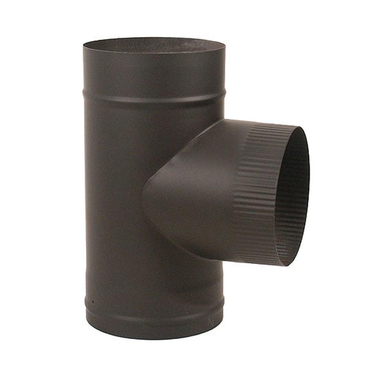 Heatfab 8" Black Single Wall 22 Gauge Steel Chimney Pipe Tee