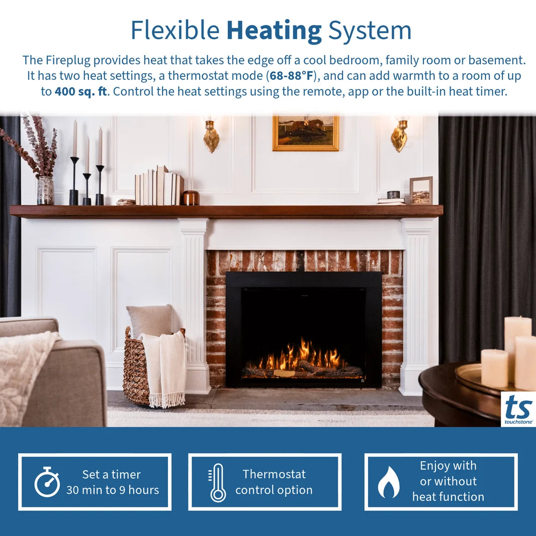 Touchstone Fireplug Pro 24" Smart Electric Fireplace Insert With Fire Crackle Sound