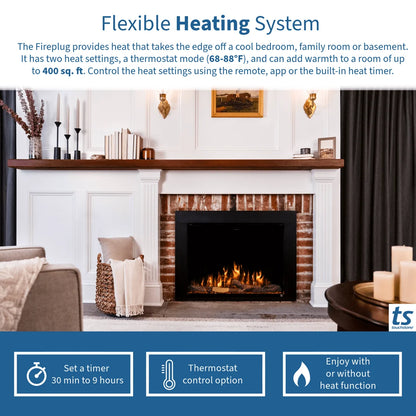 Touchstone Fireplug Pro 24" Smart Electric Fireplace Insert With Fire Crackle Sound