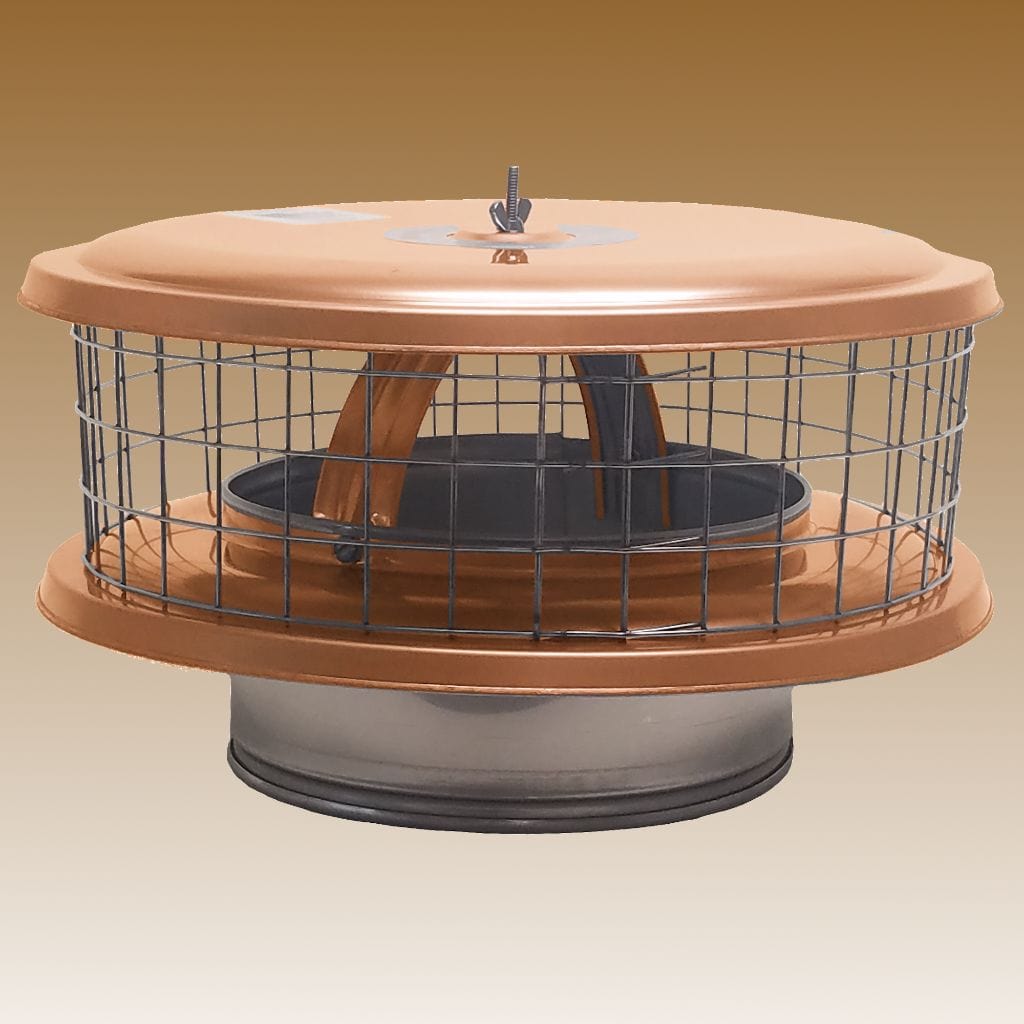 ICP Weathershield 13" Lid 4" Inner Diameter Copper Rain Chimney Cap With 1" Screen