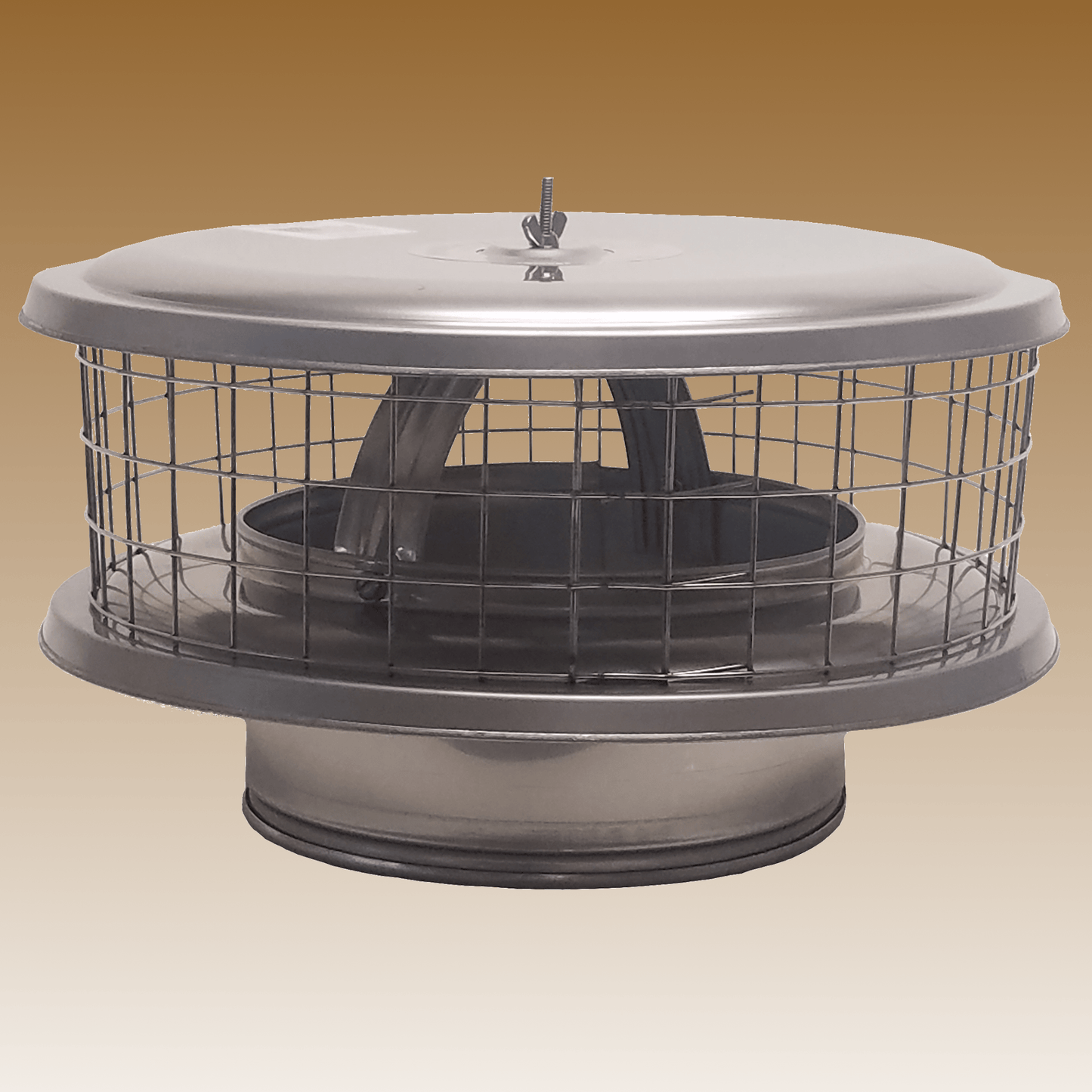 ICP Weathershield Air Cooled 16" Lid 6" Inner Diameter Stainless Steel Rain Chimney Cap With 1/2" Screen