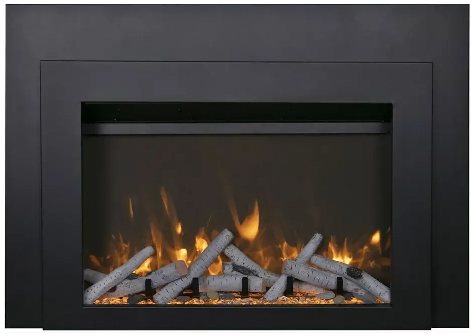 Sierra Flame by Amantii Insert Series 34" Electric Fireplace Insert With Black Steel Surround