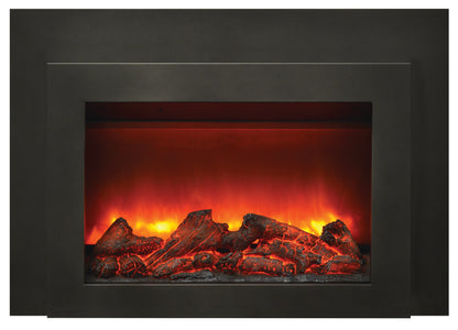 Sierra Flame by Amantii Insert Series 34" Electric Fireplace Insert With Black Steel Surround