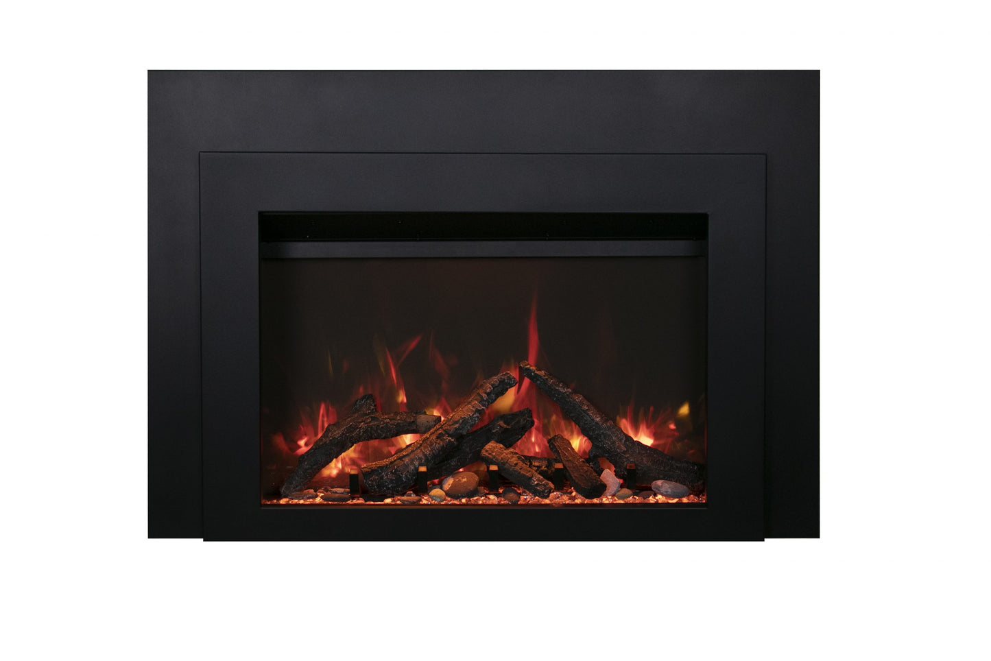Sierra Flame by Amantii Insert Series 34" Electric Fireplace Insert With Black Steel Surround