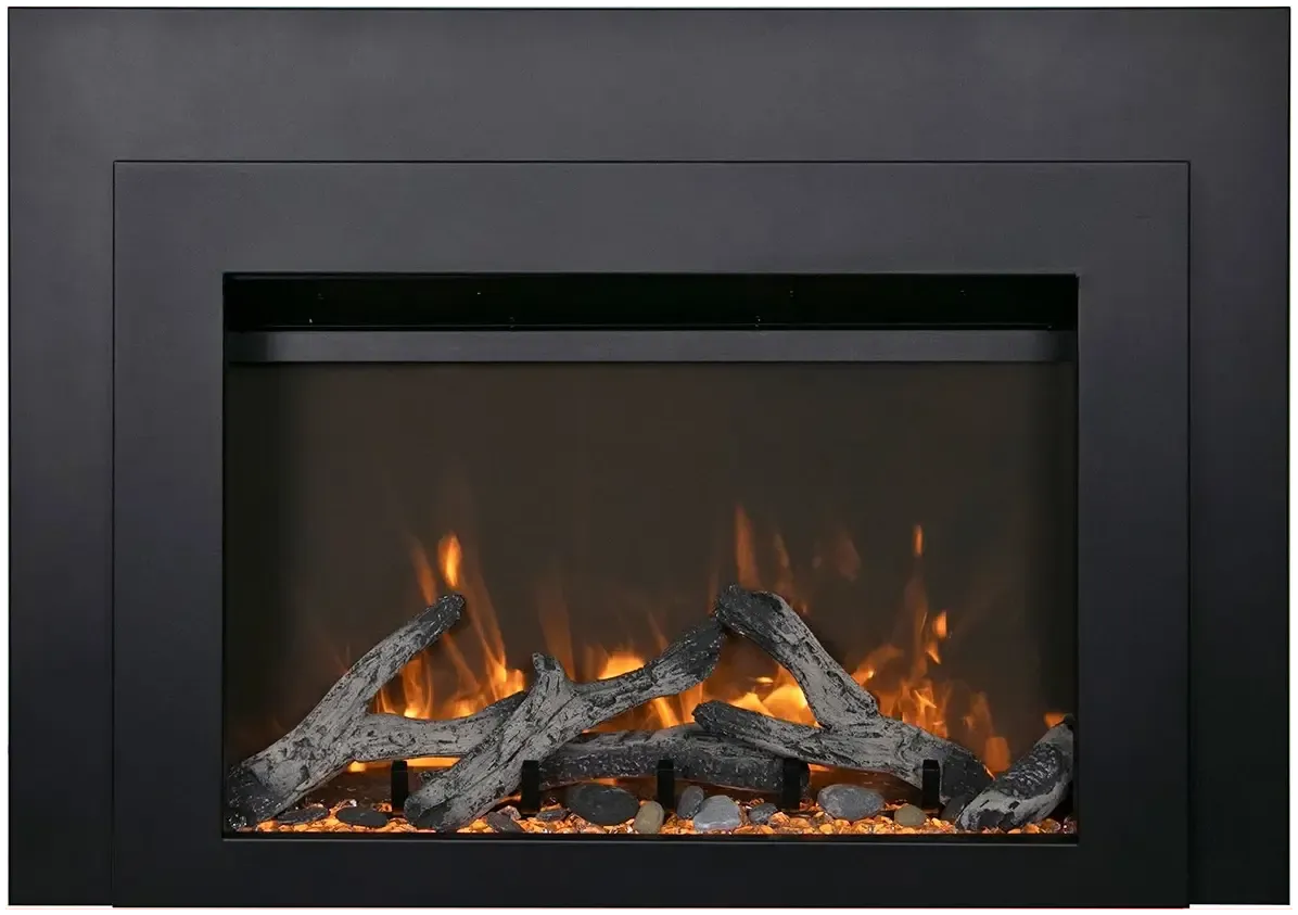 Sierra Flame by Amantii Insert Series 34" Electric Fireplace Insert With Black Steel Surround
