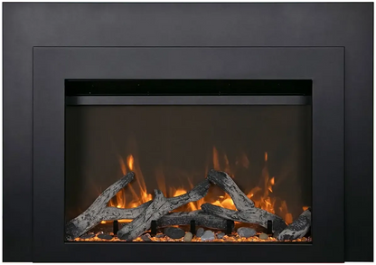 Sierra Flame by Amantii Insert Series 34" Electric Fireplace Insert With Black Steel Surround