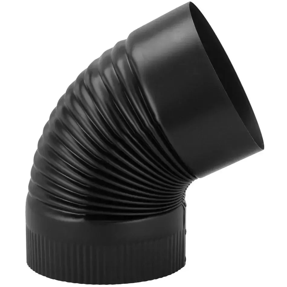 Imperial 6" x 45° Black Matt Corrugate Elbow Stove Pipe