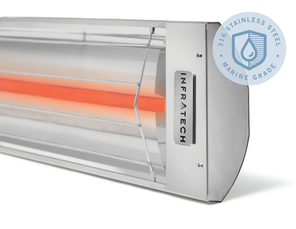 Infratech Comfort CD Series 48" Marine Grade Stainless Steel 5200W 277V Dual Element Wall/CeiIing Mounted Electric Infrared Patio Heater