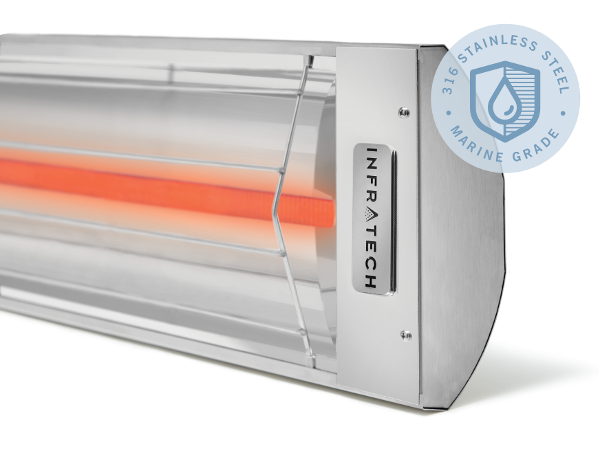Infratech Comfort CD Series Motif Mediterranean 48" Marine Grade Stainless Steel 5200W 480V Dual Element Wall/CeiIing Mounted Electric Infrared Patio Heater