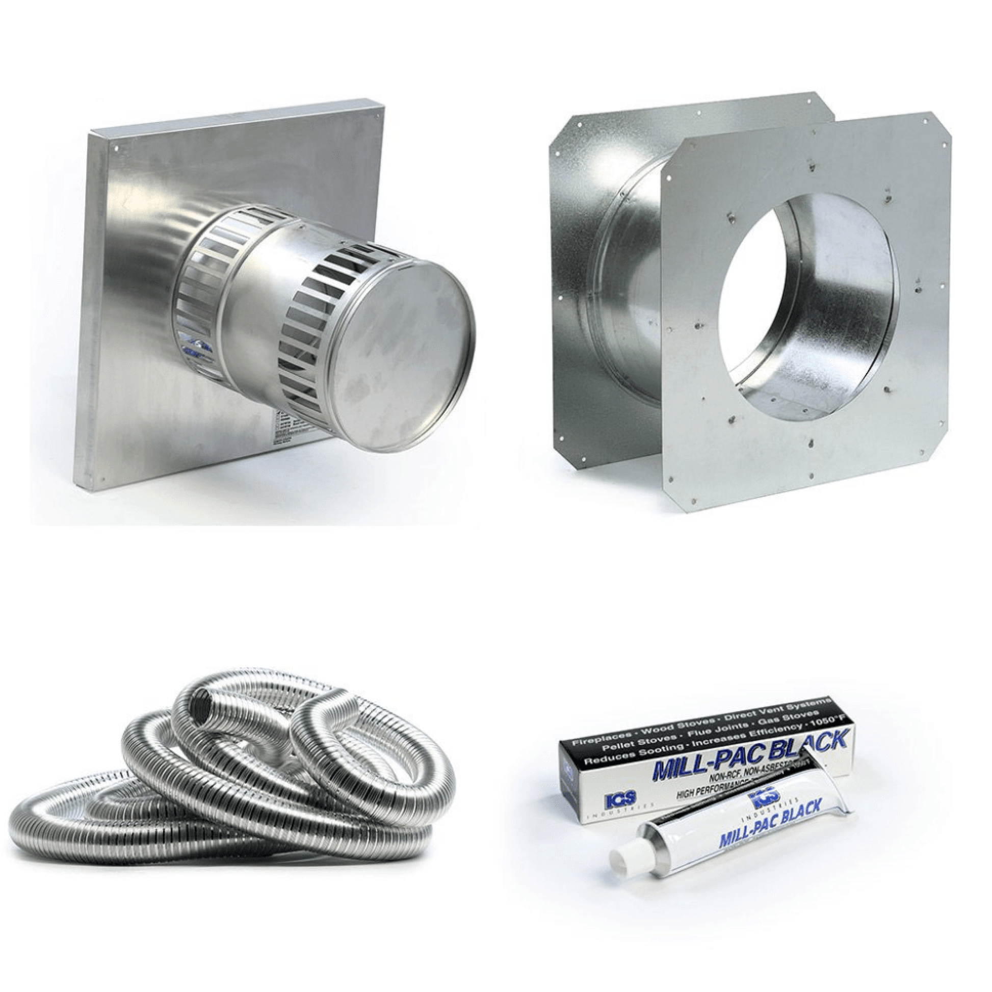 Kingsman 36" Flex Pipe Horizontal Round Termination Vent Starter Kit