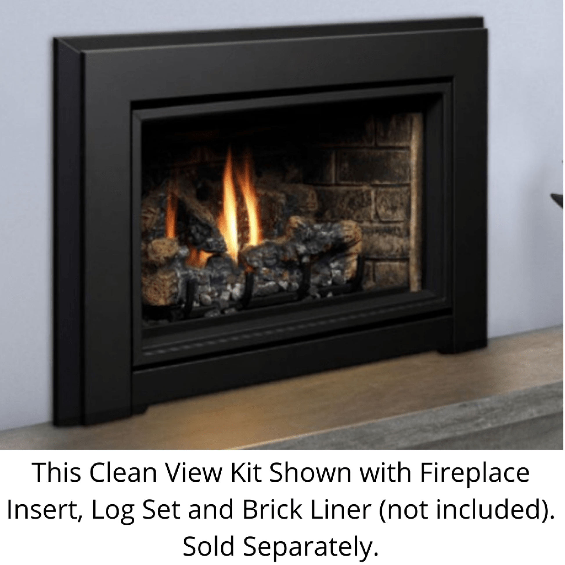 Kingsman 38" x 27" Black Clean View Kit With Safety Screen and Backer Surround for IDV34 Fireplace Insert