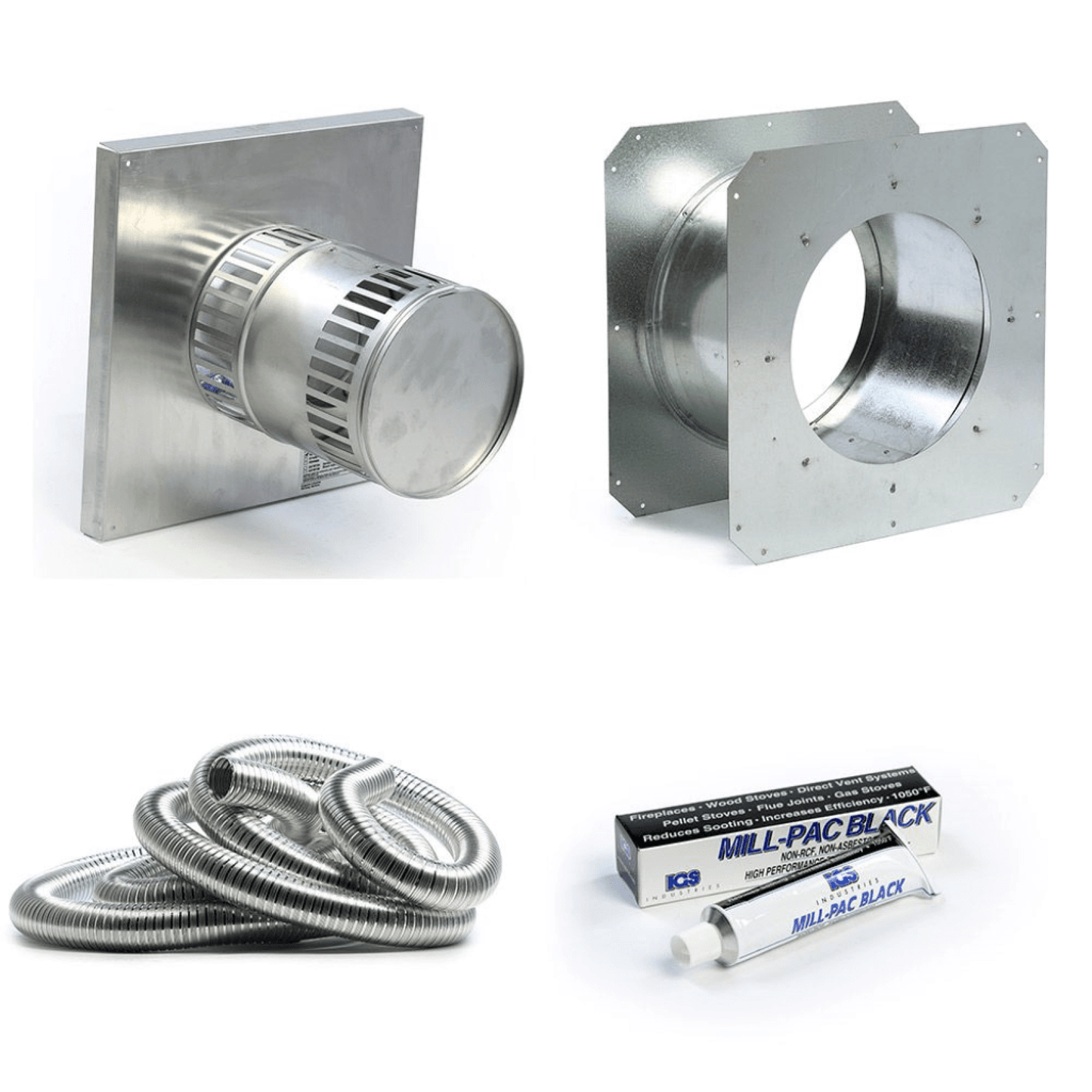 Kingsman 60" Flex Pipe Horizontal Round Termination Vent Starter Kit