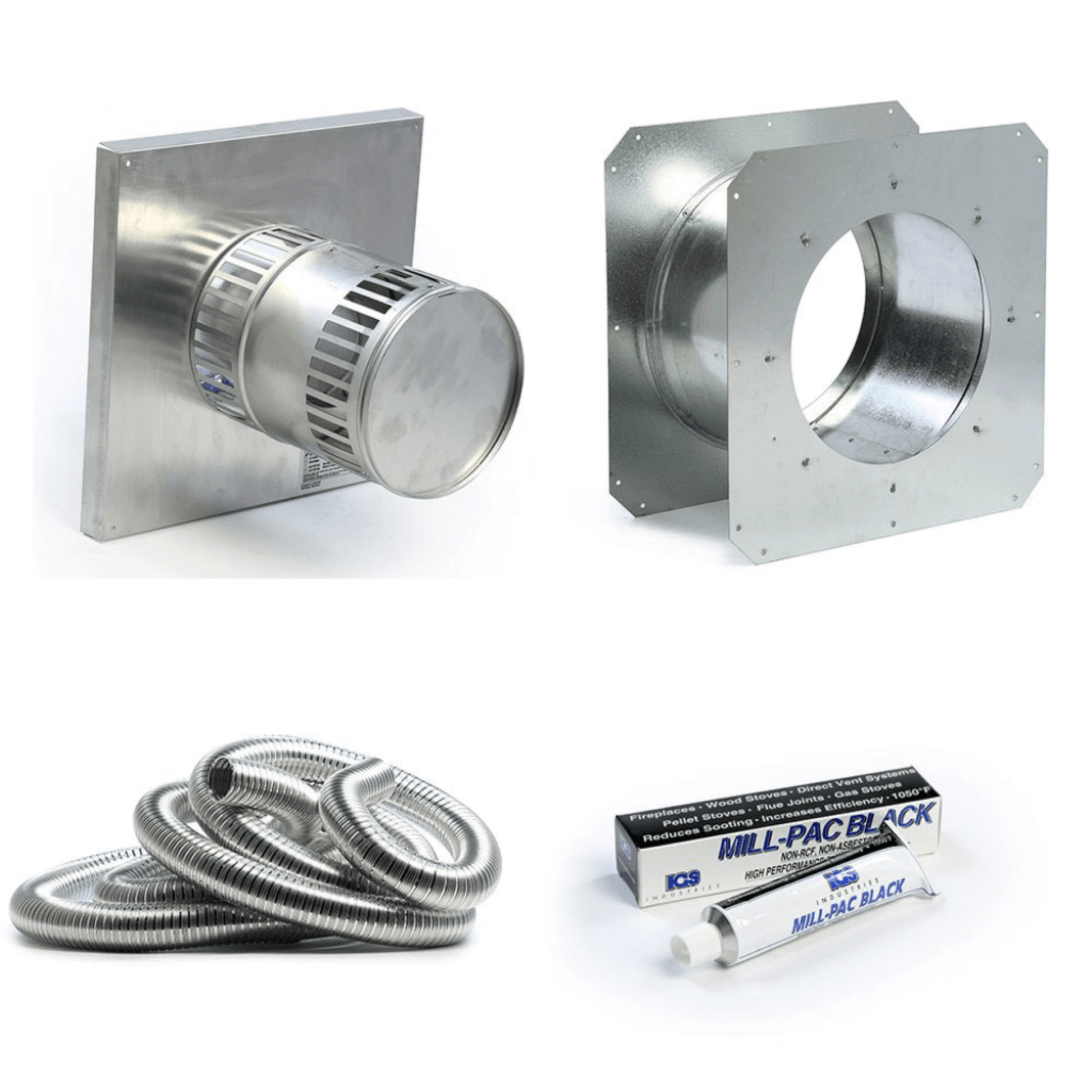 Kingsman 60" Flex Pipe Horizontal Round Termination Vent Starter Kit